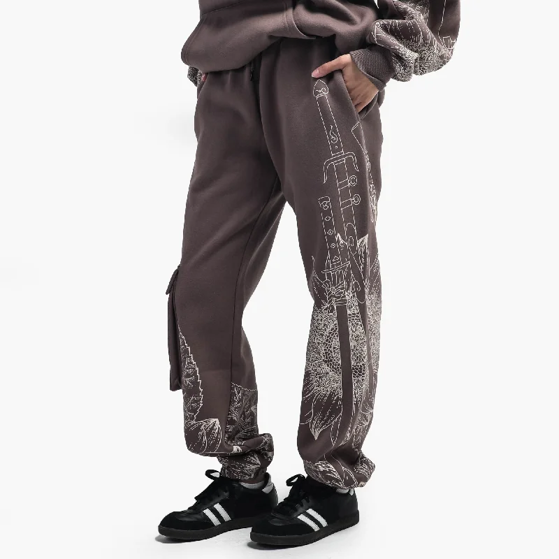 samurai-champloo-sunflowers-swords-grey-cargo-sweatpants