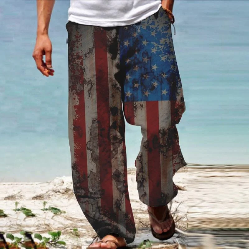 mens-casual-flag-print-independence-day-loose-pants-78870763m
