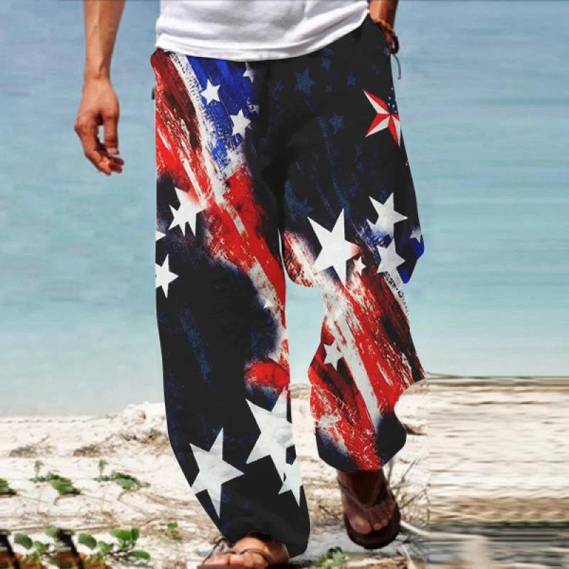 mens-casual-flag-print-independence-day-loose-pants-78870763m