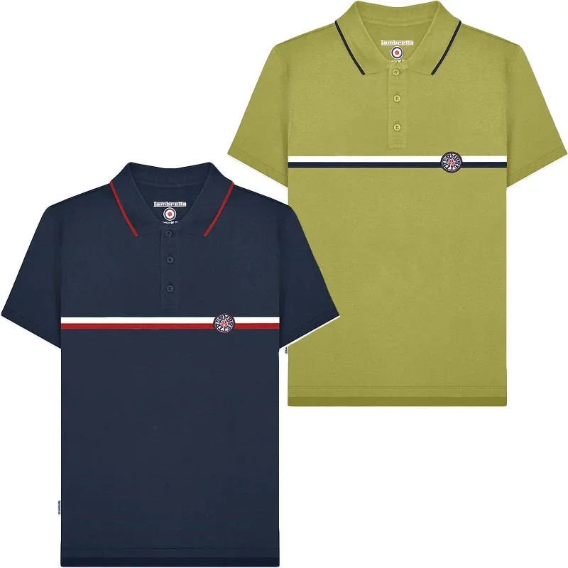 Lambretta Mens Badge Logo Short Sleeve Cotton Polo Shirt