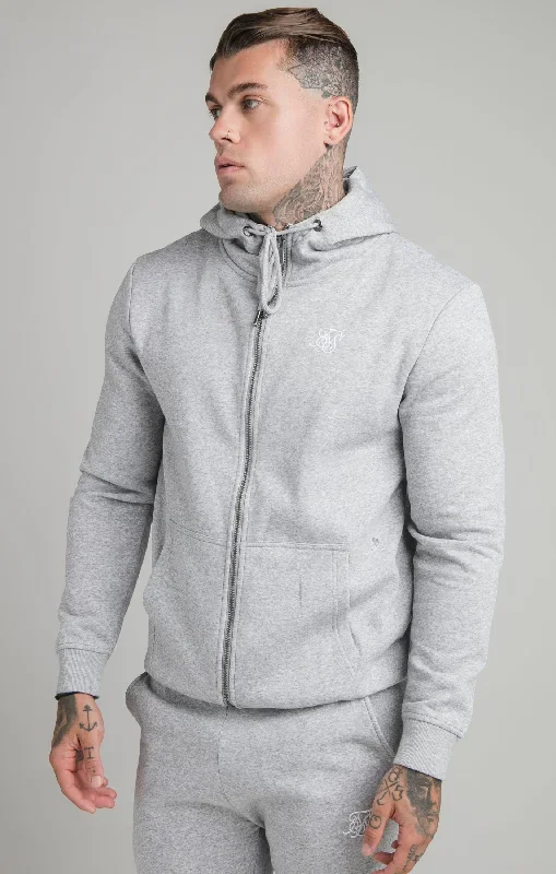 Grey Essential Zip Through Funnel Neck Hoodie
